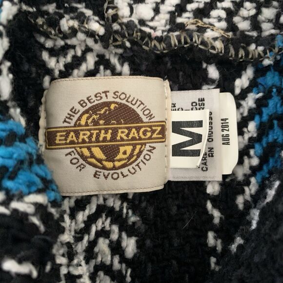 Earth Ragz Hoodie Mens Medium Drug Rug Colorful Baja Surf Pullover Boho Knit - Picture 2 of 6